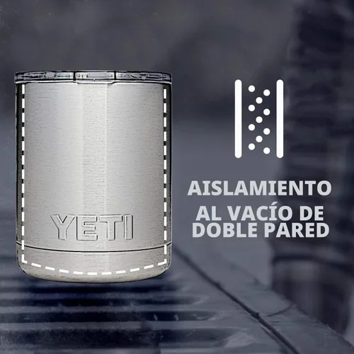 Vista 2 de YETI Rambler Lowball de 10 onzas, con aislamiento al vacío, acero inoxidable con tapa estándar Blanco