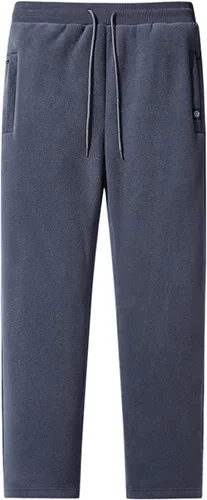 Vista 4 de Pantalones de forro polar pesado para hombre, pantalones casuales con forro de sherpa de invierno, pantalones casuales sólidos gruesos y cálidos