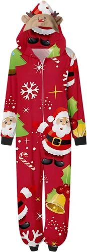 Vista 2 de PUTEARDAT Ladies Nightgowns,Fashionable Family Christmas Pajamas Set Cane Candy Gift Print Classic Matching Pajamas