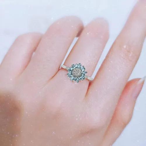 Vista 52 de Iumer - Anillo de zircón de dos piezas con incrustaciones de diamantes de imitación artificiales para mujer, talla 6-10.