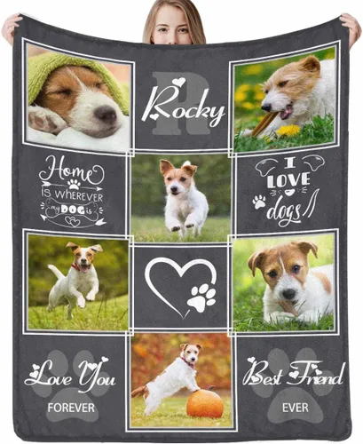 Vista 27 de Artsadd Manta conmemorativa personalizada con fotos para la pérdida de perros y gatos, manta conmemorativa personalizada, regalos de memoria amorosa