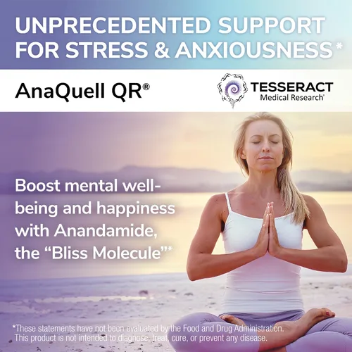 Vista 2 de Tesseract Medical Research AnaQuell QR, suplemento para aliviar el estrés y el estado de ánimo, liberación rápida L citrulina y anandamida, ayuda a
