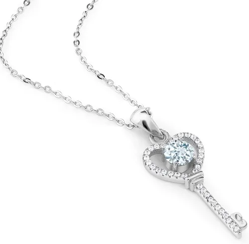 Vista 52 de Gem Stone King Collar con dije de llave de corazón para mujer, plata de ley 925, piedra natal de piedras preciosas, redondo de 0.197 in, con cadena