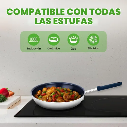 Vista 4 de NutriChef Sartén antiadherente con revestimiento de cerámica de 10 pulgadas, sartén de aluminio con mango de silicona, resistente a las manchas