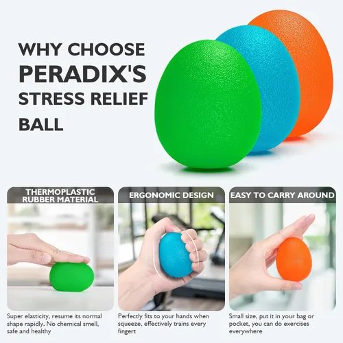 Vista 8 de Peradix Entrenador de fuerza de agarre de mano, pelota de alivio de estrés para adultos y niños, terapia de rehabilitación de muñeca