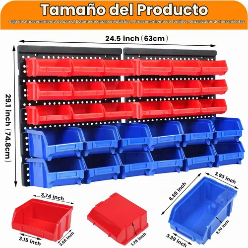 Vista 2 de Maxworks 80694 30-Bin Soporte de almacenamiento para pared para Tuercas, Pernos, tornillos, clavos, abalorios, Botones, otras pequeñas partes
