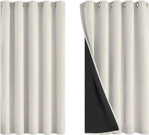 Vista 31 de Yakamok Cortinas negras, cortinas de ventana con aislamiento térmico y eficiencia energética para dormitorio, cortinas opacas completas y cortinas