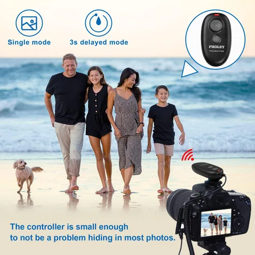 Vista 2 de PHOLSY Obturador remoto inalámbrico C6 compatible con Canon R8 R100 R7 R6 90D 250D 200D 850D SX50HS; para Olympus OM-1 EM1X EM1-II EM1-III EM5-III