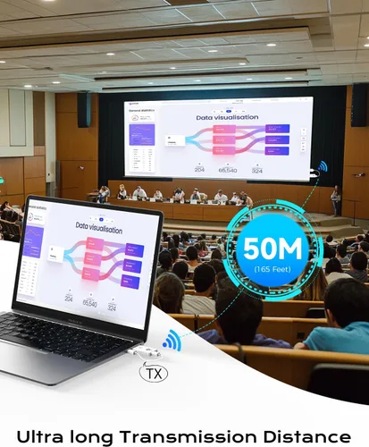 Vista 5 de AYY Kit transmisor y receptor HDMI inalámbrico 5G, extensor HDMI 4K con rango de 164 pies, adaptador de pantalla inalámbrico Plug & Play