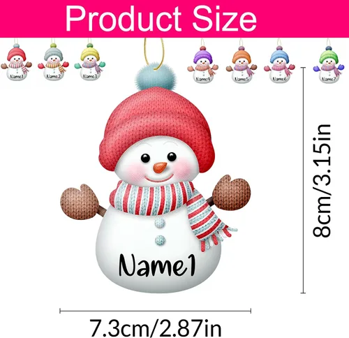 Vista 2 de 7 adornos de Navidad personalizados con nombre personalizado muñeco de nieve para árbol de Navidad, decoraciones colgantes regalos personalizados