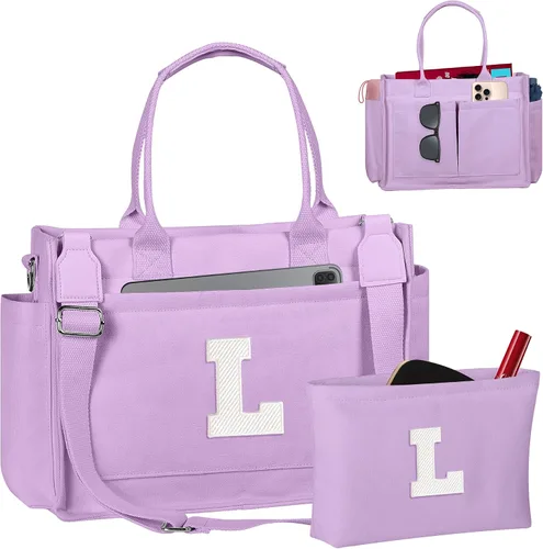 Vista 188 de Easter Basket Stuffers, Initial Tote Bag with Makeup Bag, Birthday Gifts for Women, Teen Girl Gifts Trendy Stuff