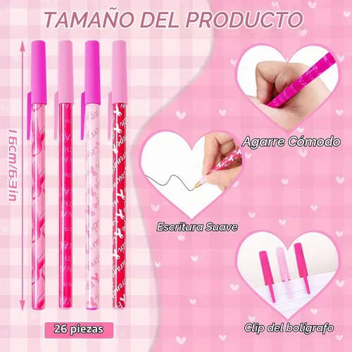 Vista 2 de JANYUN 26 bolígrafos de gel con cinta rosa para concientización sobre