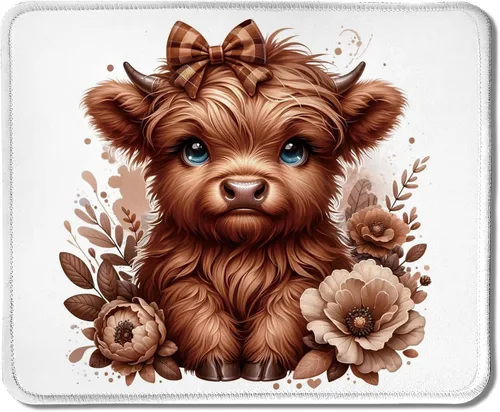 Vista 14 de Highland - Alfombrilla de mouse de vaca con lazo rosa coqueta floral para mouse inalámbricos, computadora portátil, accesorios de escritorio, 9.5 x