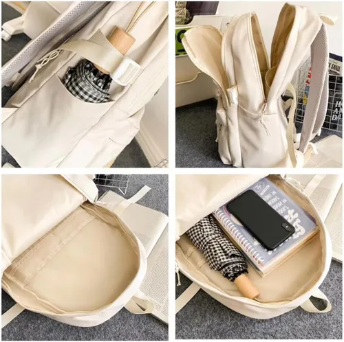 Vista 3 de Y2k - Mochila con colgante kawaii con diseño de estrellas estéticas, bonita bolsa para computadora portátil de preppy, suministros de regreso a