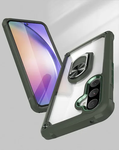 Vista 9 de Funda con soporte invisible para Samsung Galaxy A54 5G con protector de pantalla, 1 unidad y protector de lente de cámara, 2 piezas de parte trasera