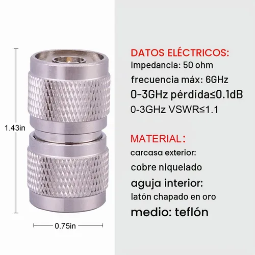 Vista 3 de XRDS -RF Conectores N macho, 2 unidades, conector macho tipo N de 50 ohmios compatible con N dispositivos hembras, ideal para antenas WiFi, radio