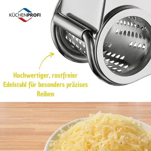 Vista 5 de Küchenprofi Rallador rotativo de queso de tambor único de acero inoxidable, para chocolate y nueces, rallador giratorio de acero inoxidable duradero