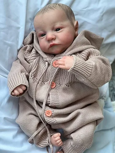 Vista 4 de KAWAYII Vinilo de cuerpo completo de 19.7 in Reborn Toddler Boy Premie Baby Genesis muñeca pintada a mano, linda muñeca realista de silicona