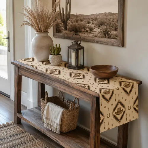 Vista 49 de Camino de mesa étnico del suroeste, navajo tribal nativo americano, bohemio, patrón geométrico azteca, camino de mesa para cocina, mesa de comedor