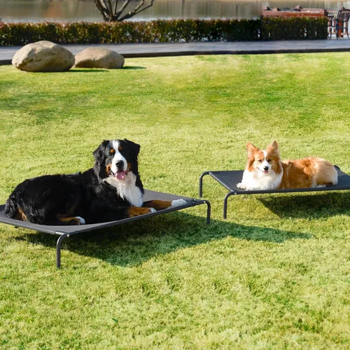 Vista 9 de EHEYCIGA Cama Cot Elevada XXL para Perros, Hamaca Elevada para Exteriores para Perros Gigantes Jumbo, Plataforma Elevada para Mascotas con Marco