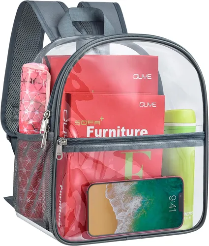 Vista 15 de Paxiland Mochila transparente resistente, 16 x 13 x 7 pulgadas, bolsa