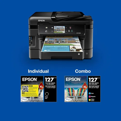 Vista 4 de EPSON 127 DURABrite Ultra Cartucho Amarillo Tinta Para NX-530, 625, WF-3520, 3530, 3540, 545, 60, 630, 633, 635, 645, 7010, 7510, 7520, 840, 845