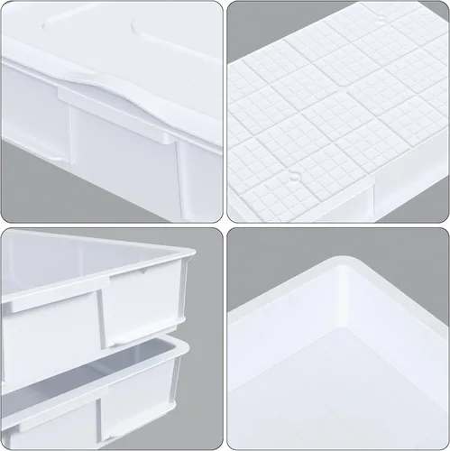 Vista 3 de Paquete de 4 cajas de prueba de masa de pizza comercial con tapa Contenedor de masa para pizza, tapa a juego, duradero y fácil de limpiar, gran