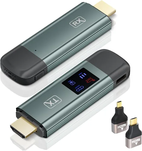Vista 8 de Transmisor y receptor HDMI inalámbrico para PC/cámara/portátil/TV Box, 100FT Plug & Play, No WiFi/App/Bluetooth, 1080P Output, 4K Decode, Metal
