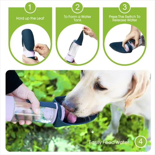 Vista 4 de SUPERDESIGN - Botella de agua azul portátil para perros con contenedor de alimentos, botella de agua de viaje para perros, fácil de usar, diseño a