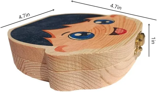 Vista 5 de Caja de recuerdo de dientes de bebé, caja de dientes de hadas, caja de dientes de madera, caja de almacenamiento de recuerdos de bebé, protector