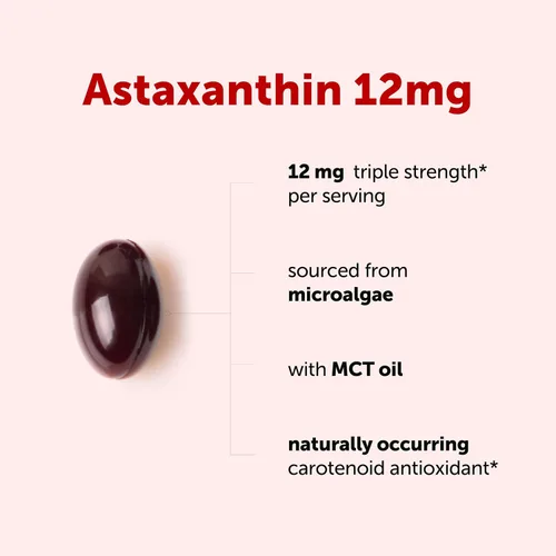 Vista 2 de Micro Ingredients Astaxantina de 12 mg con aceite MCT, 45 cápsulas blandas Suplementos antioxidantes de astaxantina premium* Fuente
