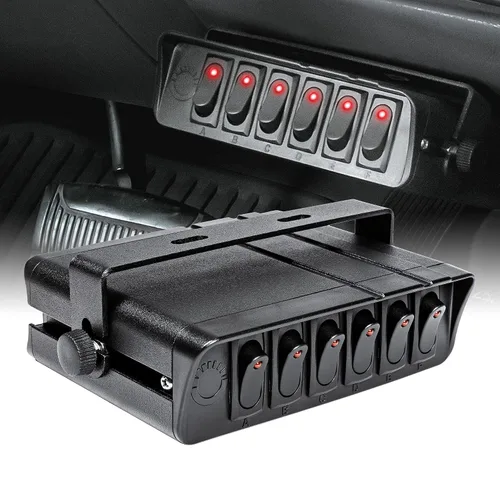 Vista 8 de True Mods - Caja de interruptor basculante de 4 bandas de 12 V [20 amperios máximo] [cables de 12 AWG] [12 voltios CC] SPST On/Off Rocker Toggle