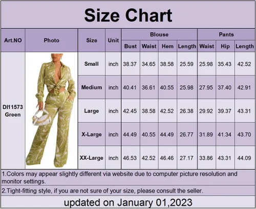 Vista 3 de DinyIn Women's Casual Sexy 2 Pieces Outfits Lantern Sleeve Button Up Shirt Blouses Top Long Pants Clubwear Party Set