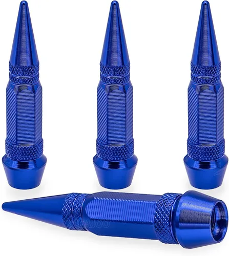 Vista 16 de 4 piezas de tapas de válvula de neumático con estilo púas, cubiertas de válvula de neumático universales de aleación de aluminio a prueba de polvo