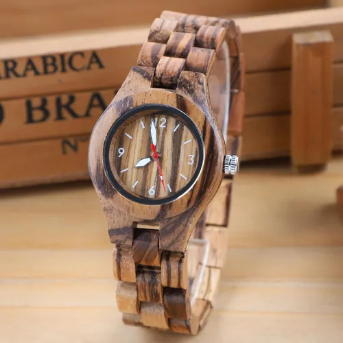 Vista 35 de Dentily Relojes de madera natural para mujer, reloj de cuarzo hecho a mano, reloj de pulsera único deportivo para mujer