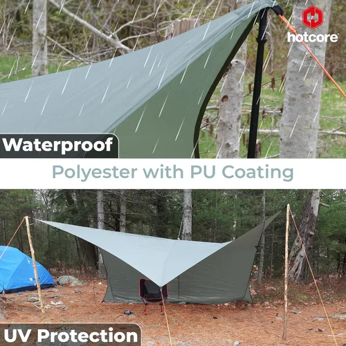 Vista 4 de Wingman - Lona impermeable para campamento, ligera con revestimiento impermeable de 78.740 in (grande, 12 x 9.5 pies)