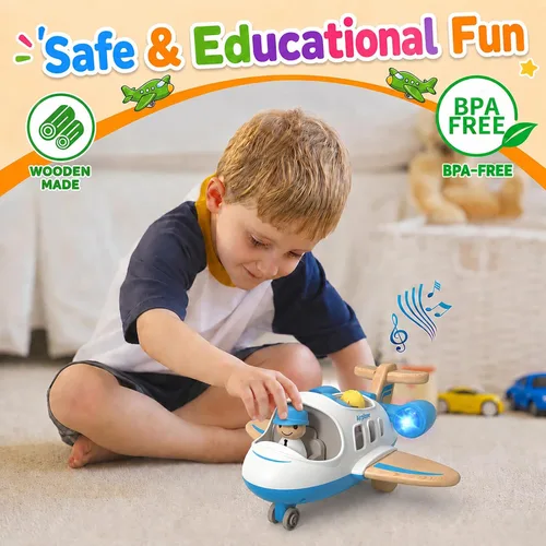 Vista 2 de Wanborns Juguete de avión para niños con sonido y luz, mini avión para niños de 18 meses a 5 años, regalo para niños