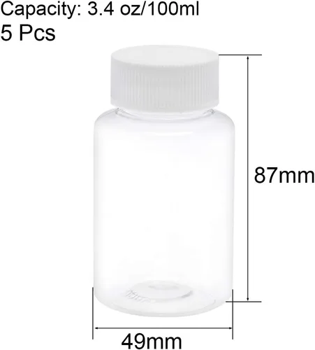 Vista 2 de uxcell Botella de reactivo químico de laboratorio de plástico PET de 3.4 oz/3.4 fl oz, recipiente de almacenamiento líquido/sólido de boca ancha
