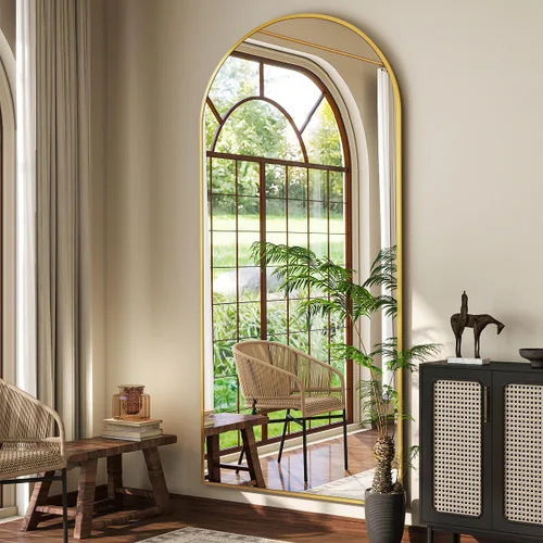 Vista 27 de BEAUTYPEAK Espejo de longitud de arco de 71 x 30 pulgadas con soporte Negro