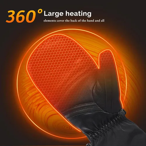 Vista 8 de SNOW DEER Manoplas térmicas para hombres y mujeres, guantes de esquí impermeables con pantalla táctil, batería de 7.4V 3000mAh, guantes eléctricos