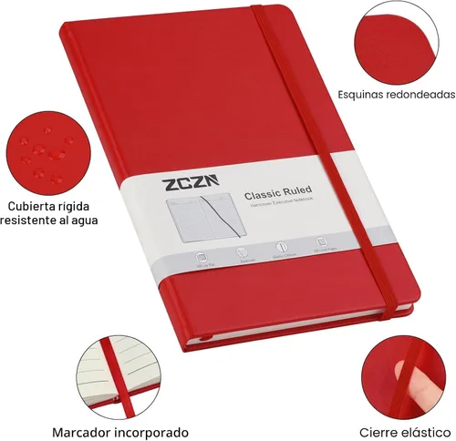 Vista 3 de ZCZN Paquete de 8 cuadernos de diario de tapa dura, 5.5"x8.3", tapa dura, 8 colores, diarios rayados A5 para tomar notas, escritura, diario
