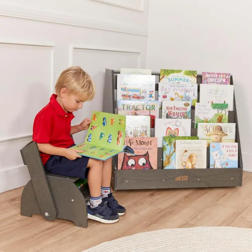 Vista 9 de ECR4Kids Taburete y silla multiusos Flip-Flop, muebles para niños, gris lavado