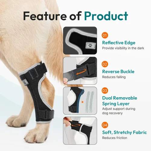 Vista 3 de Dog Leg Brace for Hock Joint, Dog Splint Ankle for Arthritis, Sprains S Negro