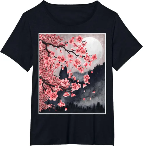 Vista 34 de Sakura - Camiseta japonesa de cerezo en flor japonesa, Negro, S