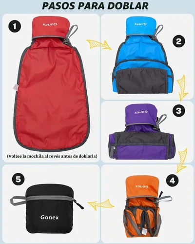 Vista 3 de Gonex Mochila Ultraligera Plegable de 20L, Práctica, Plegable para Camping, Viajes al Aire Libre, Ciclismo, Mochila Escolar