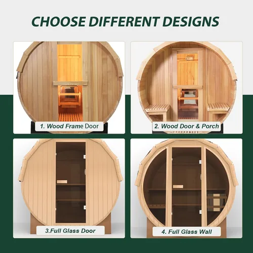 Vista 14 de Smartmak Sauna de vapor de barril al aire libre personalizada, 2-10 personas de cicuta canadiense/cedro rojo tradicional sala de sauna de madera