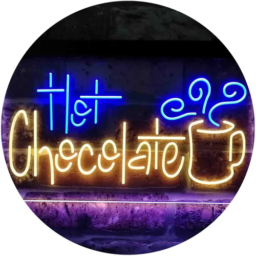 Vista 12 de ADVPRO Señal de neón LED de doble color para bebida de chocolate caliente, azul y rojo, 12 x 8 pulgadas st6s32-i3831-br