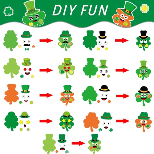Vista 3 de chiazllta 36 paquetes de manualidades del día de San Patricio, arte de trébol para manualidades, para el día de San Patricio, haz tu propio juego
