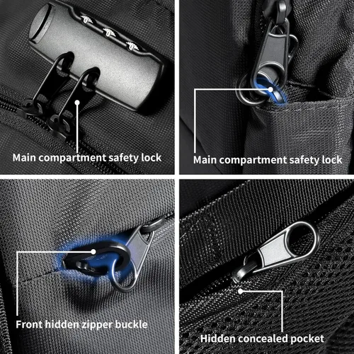 Vista 5 de Tzowla, mochila de viaje de negocios para computadora portátil de 15,6 a 17,3 pulgadas para mujeres, hombres y para regalar, A-Negro