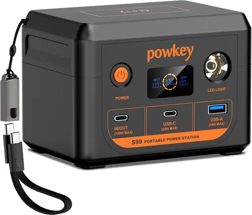 Vista 9 de powkey Estación de energía para portátil 30000mAh 100W Cargador portátil PD 3.0 Carga rápida 96Wh LiFePO4 Banco de energía con cable USB-C, batería